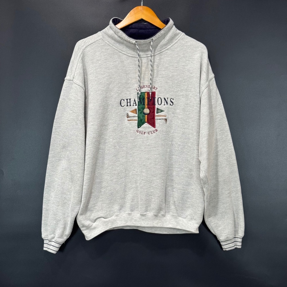 Gear sweatshirt Mens L Gray Legendary Champions Golf Club Vintage Mock Neck Knit